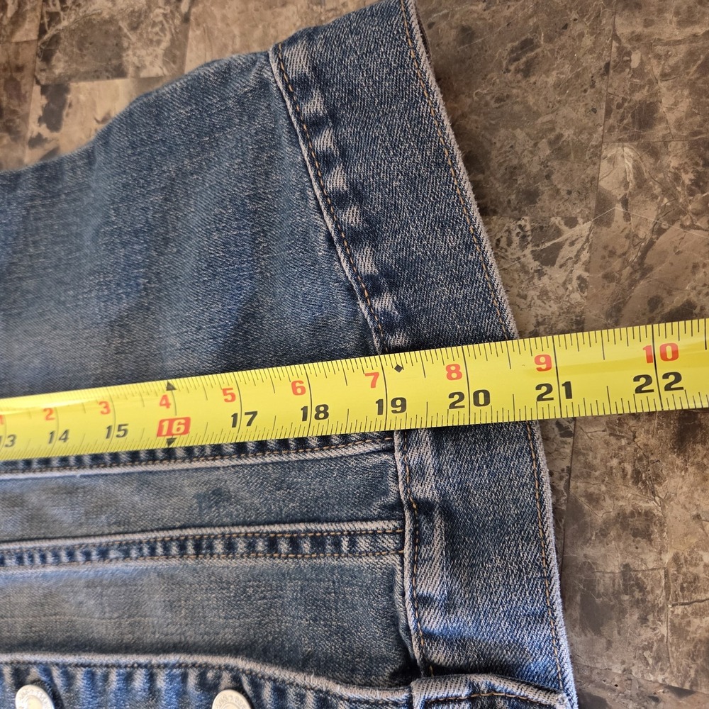 Gap sz M stretch jean jacket trucker style worn distressed look casual denim - Picture 7 of 12